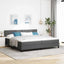 Box spring seng med LED-lysstrimler Mørkegrå 200 x 200 cm Stof