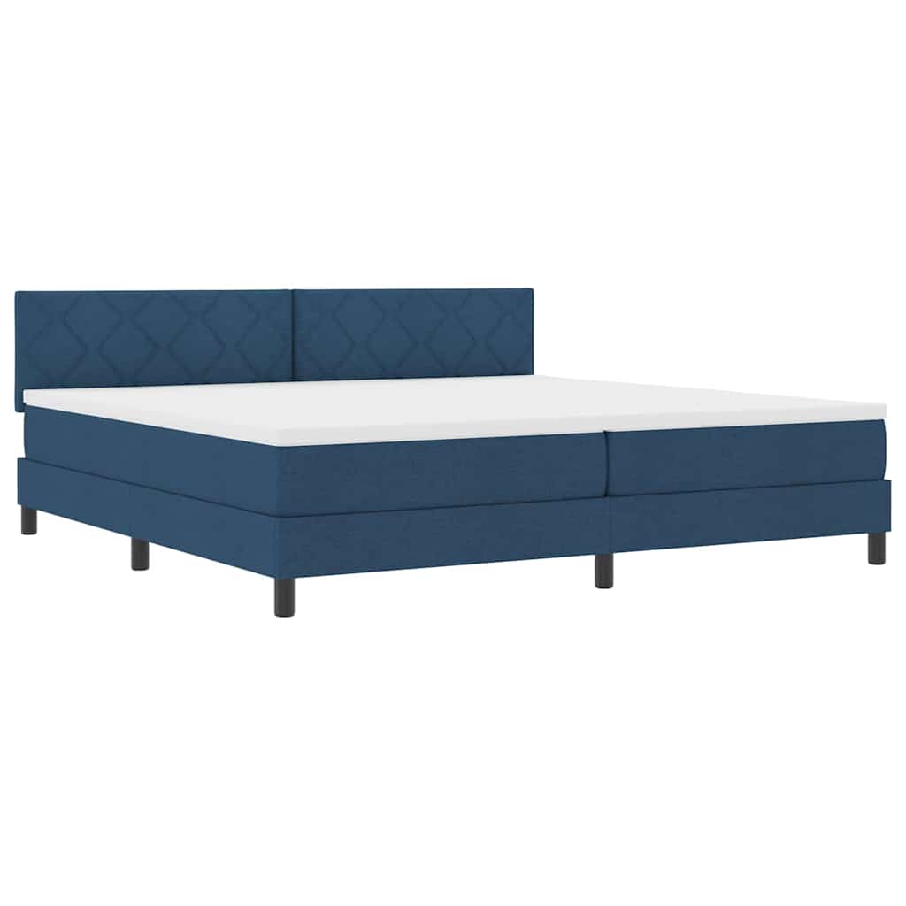 Box spring seng med pude med hovedgærde Blå 200 x 200 cm Stof