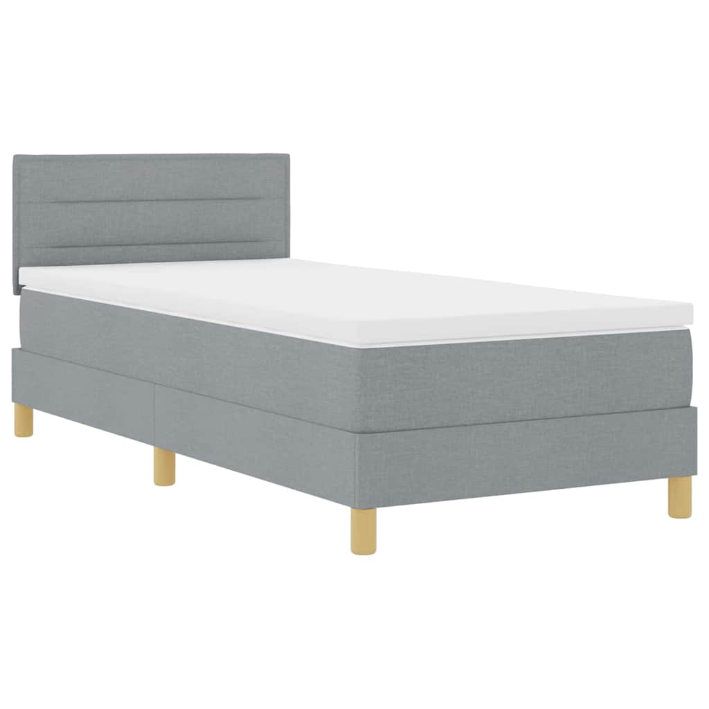 LED Box Spring Bed med LED-lysstrimler Lysegrå 80 x 200 cm Stof