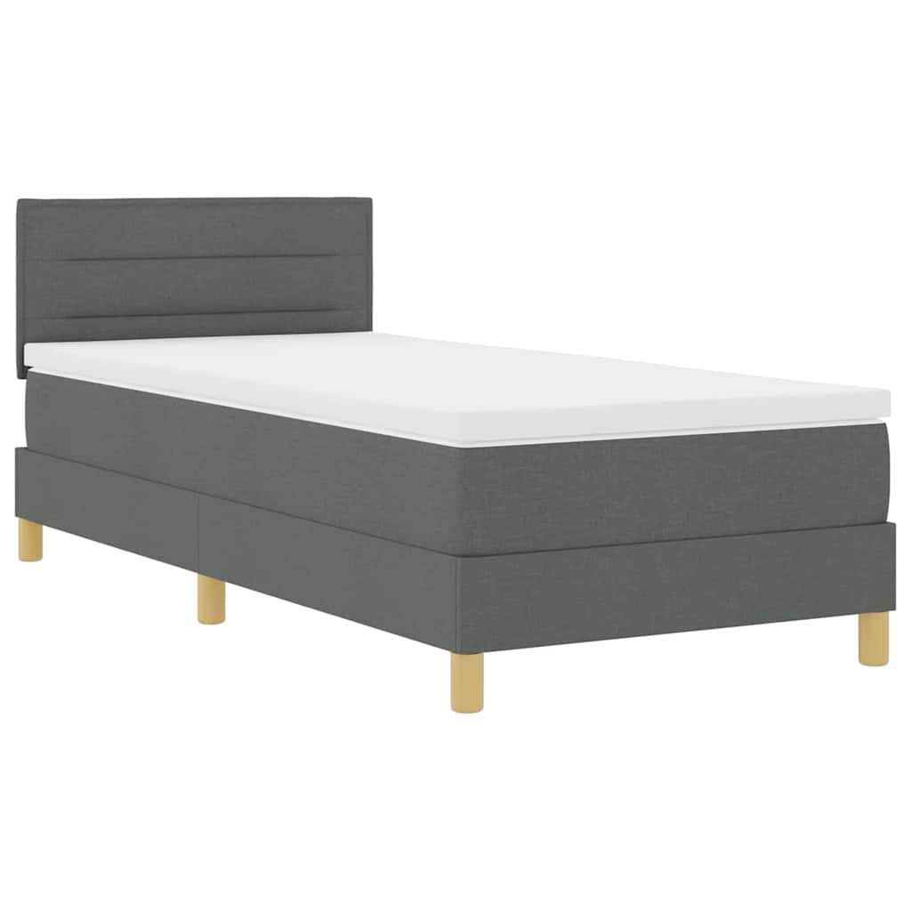 LED Box Spring Bed med pude Mørkegrå 80 x 200 cm Stof