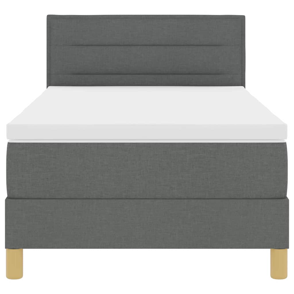 LED Box Spring Bed med pude Mørkegrå 80 x 200 cm Stof