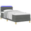 LED Box Spring Bed med pude Mørkegrå 80 x 200 cm Stof