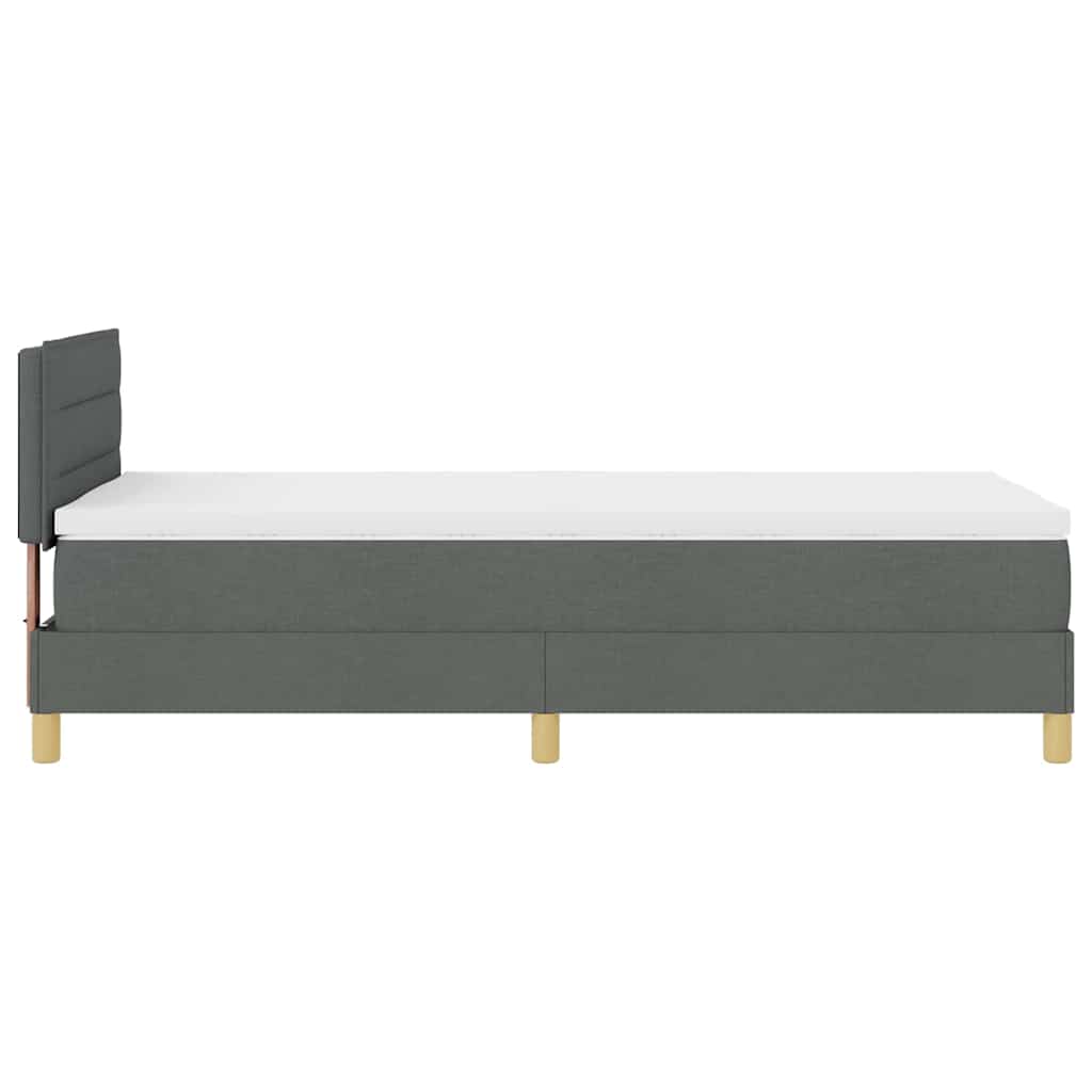 LED Box Spring Bed med pude Mørkegrå 80 x 200 cm Stof