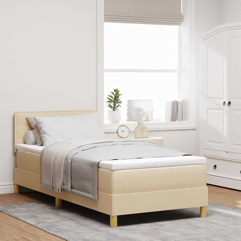 LED Box Spring Bed med LED-lysstrimler Creme 80 x 200 cm Stof