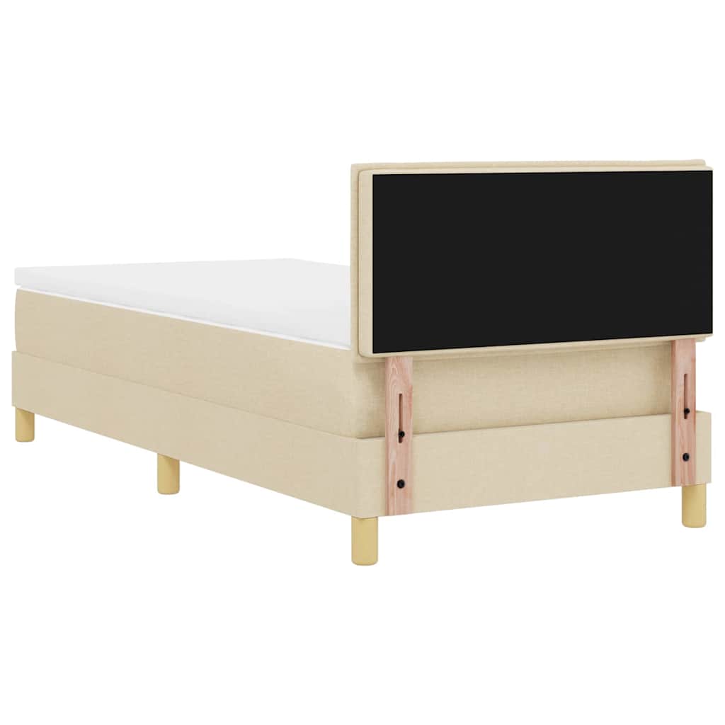 LED Box Spring Bed med LED-lysstrimler Creme 80 x 200 cm Stof