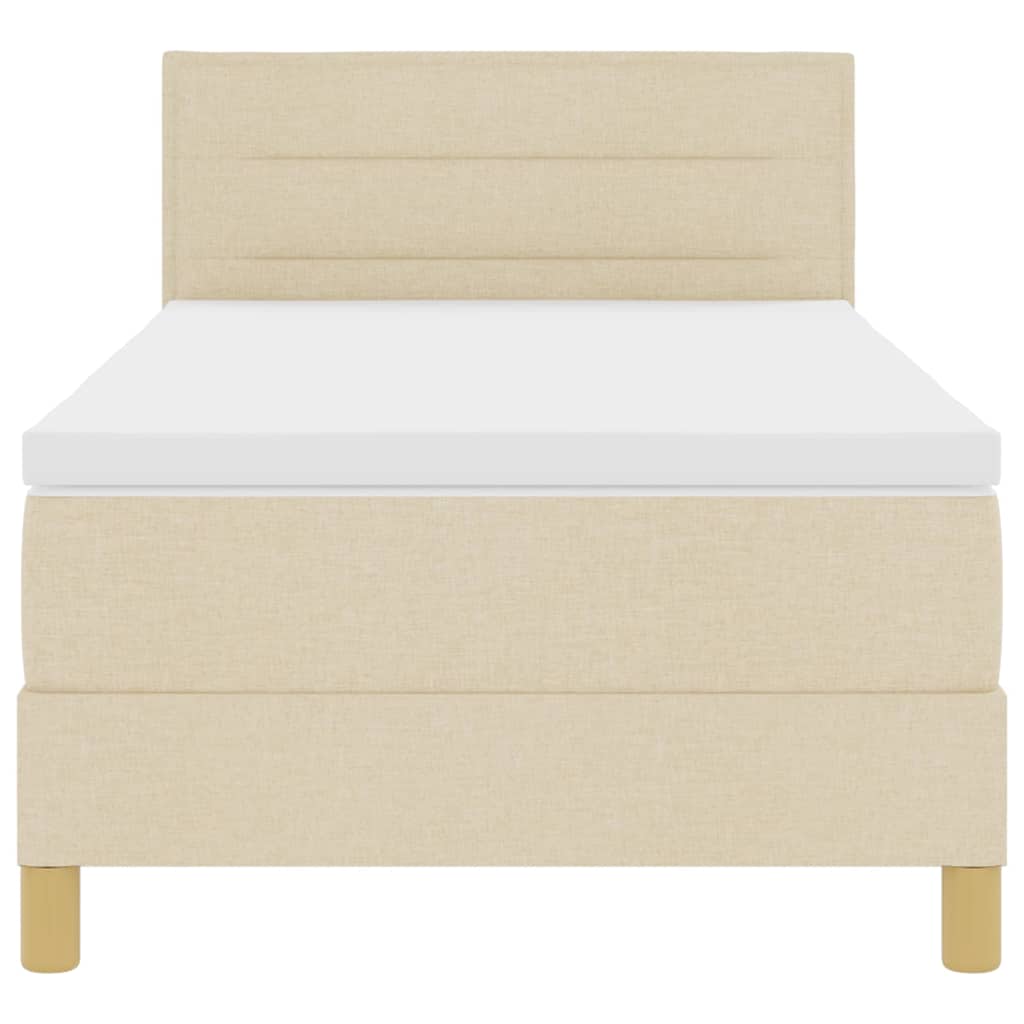 LED Box Spring Bed med LED-lysstrimler Creme 80 x 200 cm Stof