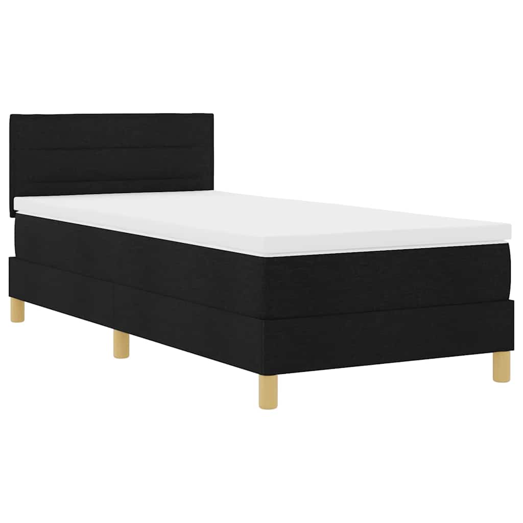 LED Box Spring Bed med LED-lysstrimler Sort 90 x 190 cm Stof