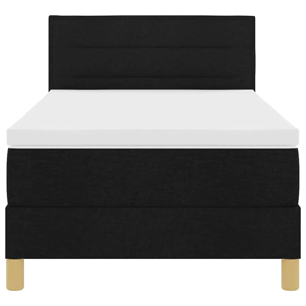 LED Box Spring Bed med LED-lysstrimler Sort 90 x 190 cm Stof