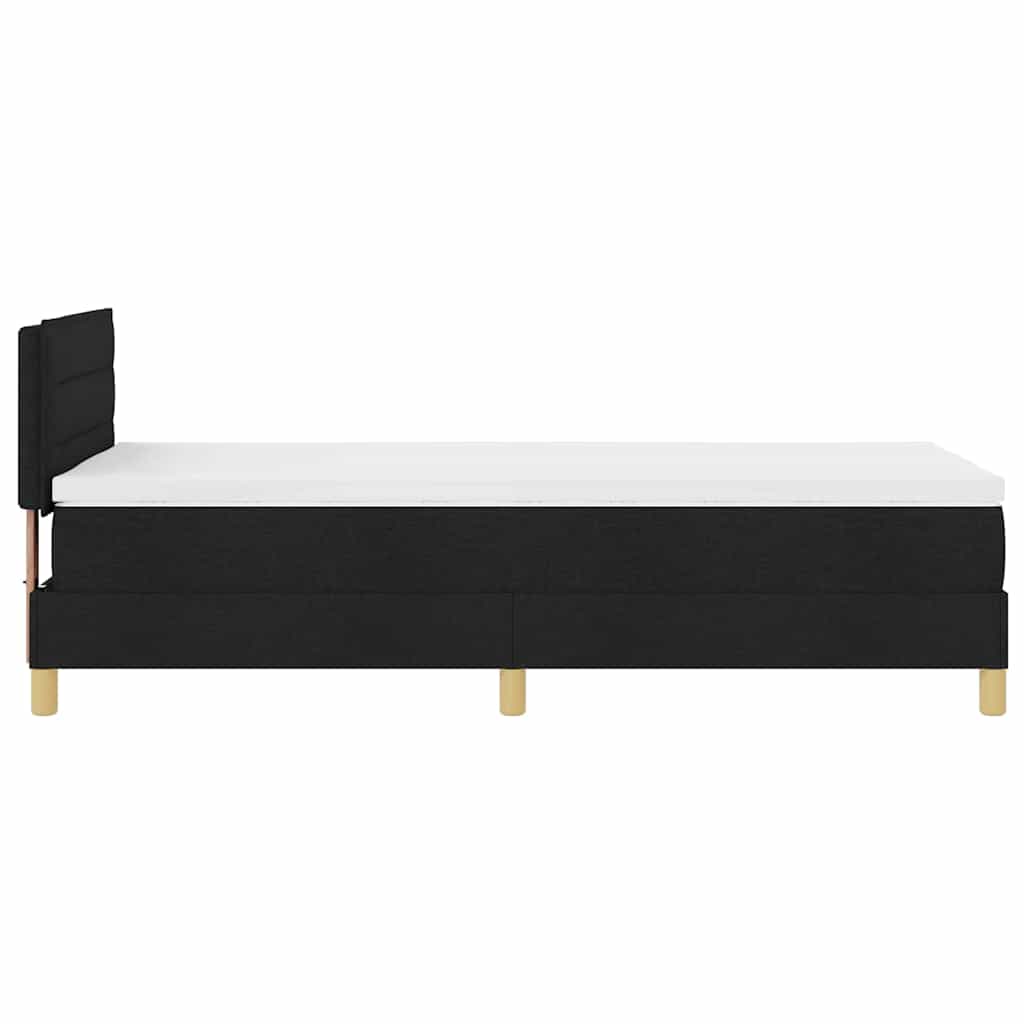 LED Box Spring Bed med LED-lysstrimler Sort 90 x 190 cm Stof