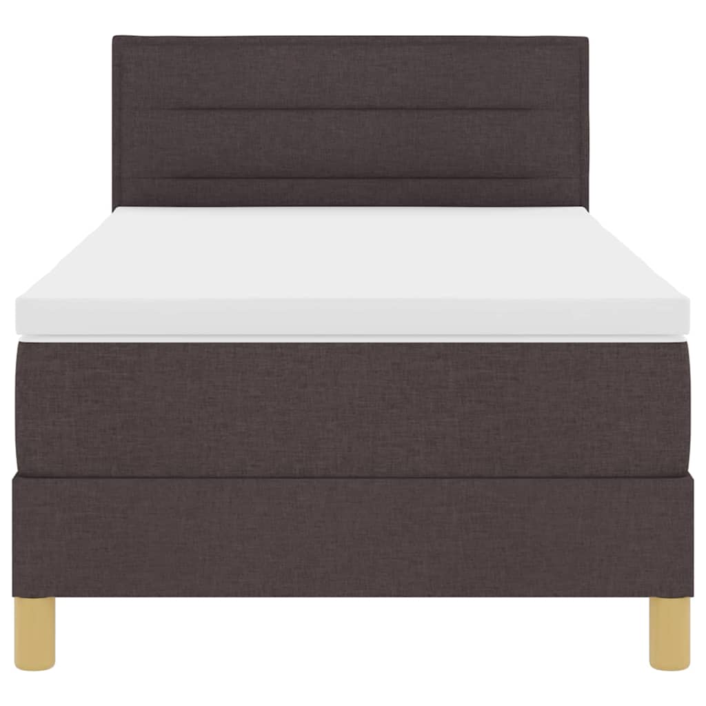 LED Box Spring Bed med hovedgærde Mørk Brun 90 x 190 cm Stof