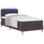 LED Box Spring Bed med hovedgærde Mørk Brun 90 x 190 cm Stof