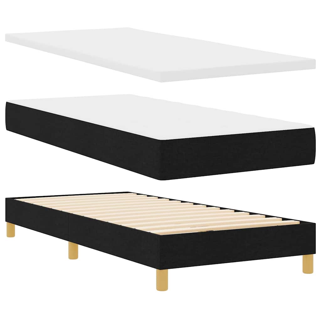 LED Box Spring Bed med LED-lysstrimler Sort 90 x 200 cm Stof