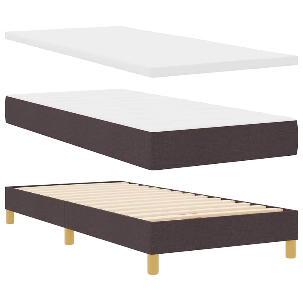 LED Box Spring Bed med hovedgærde Mørk Brun 90 x 200 cm Stof