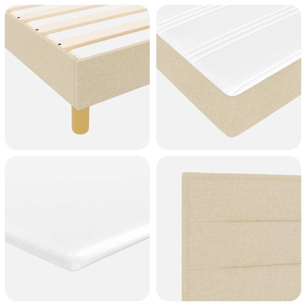 LED Box Spring Bed med LED-lysstrimler Creme 100 x 200 cm Stof