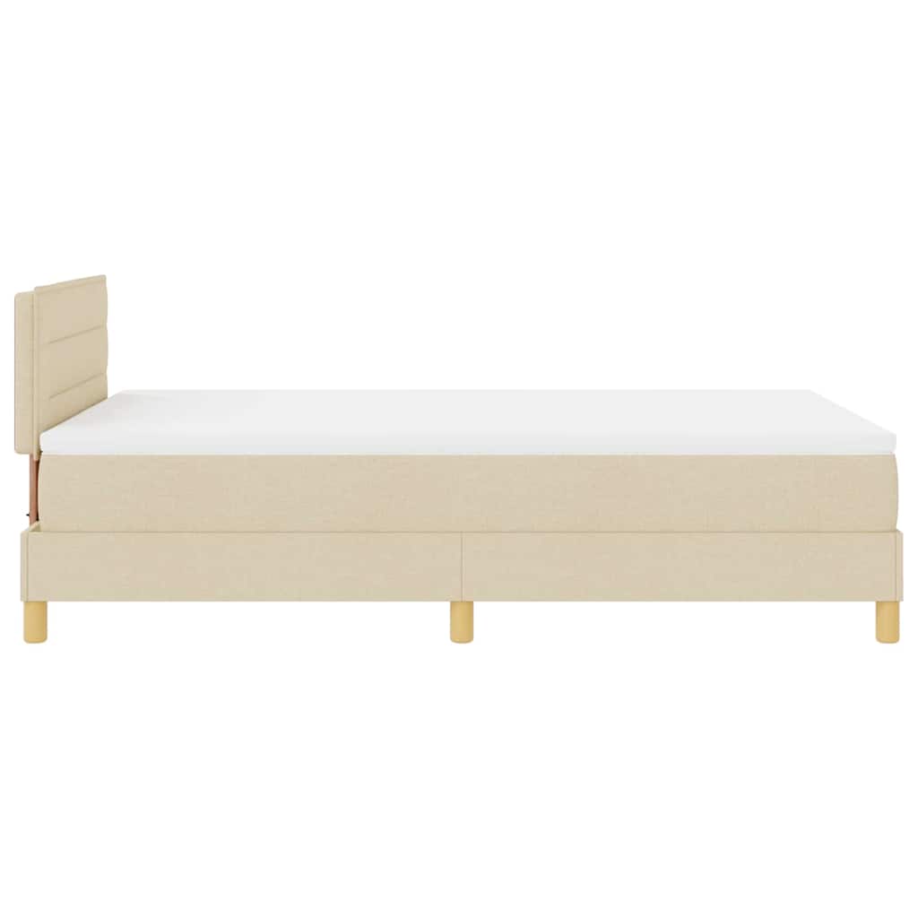 LED Box Spring Bed med LED-lysstrimler Creme 120 x 190 cm Stof