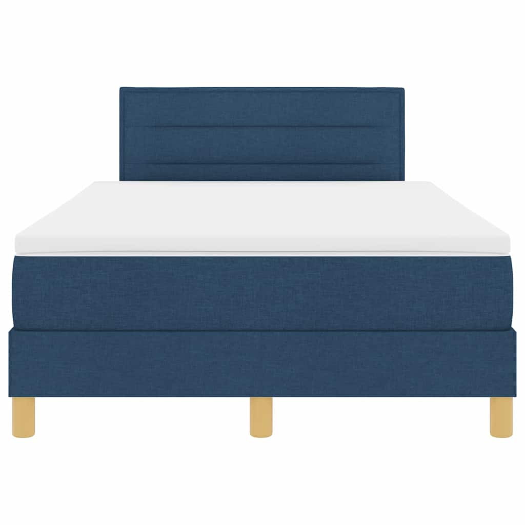 LED Box Spring Bed med hovedgærde Blå 120 x 190 cm Stof