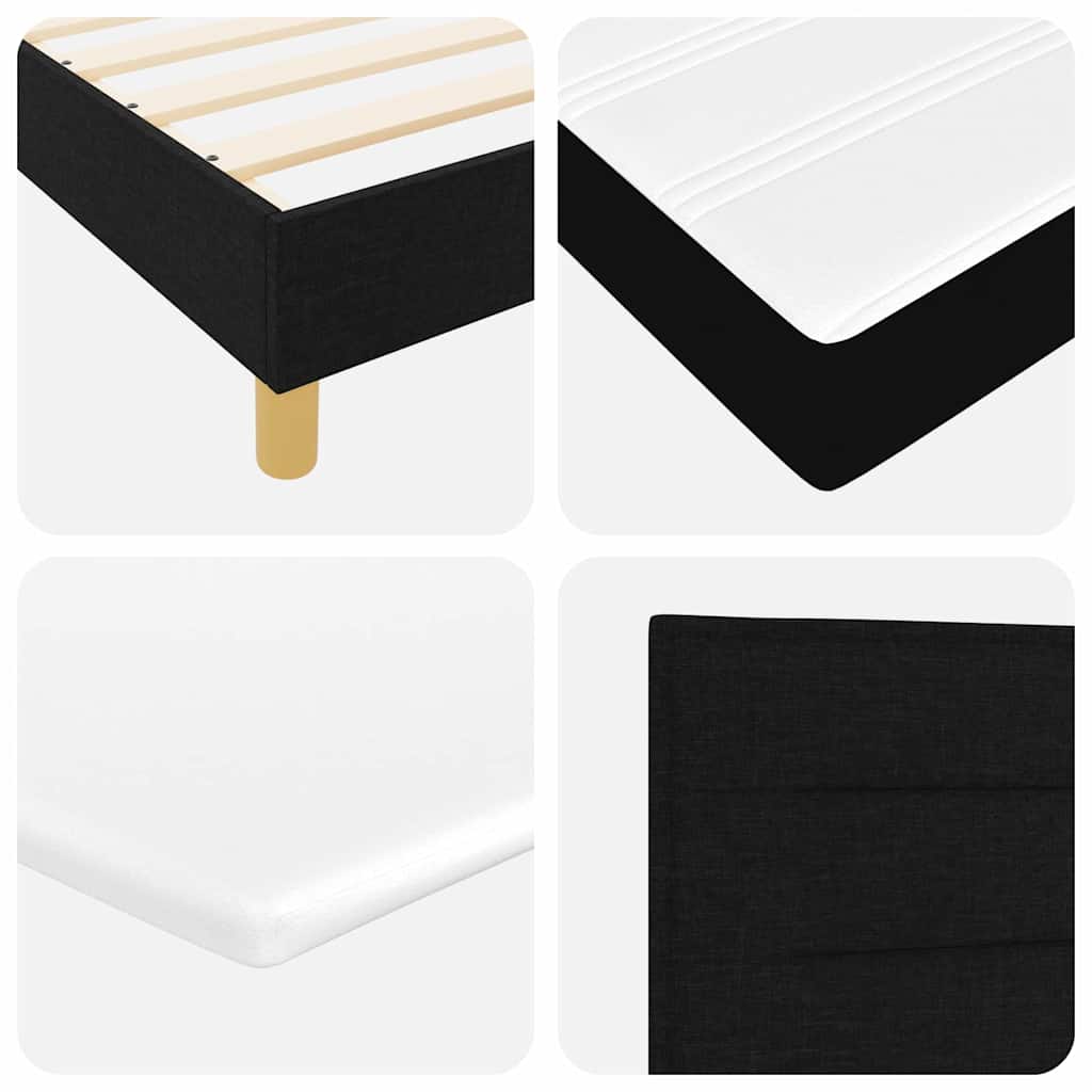 LED Box Spring Bed med LED-lysstrimler Sort 120 x 200 cm Stof