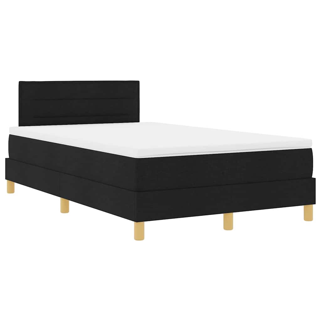 LED Box Spring Bed med LED-lysstrimler Sort 120 x 200 cm Stof