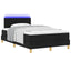 LED Box Spring Bed med LED-lysstrimler Sort 120 x 200 cm Stof