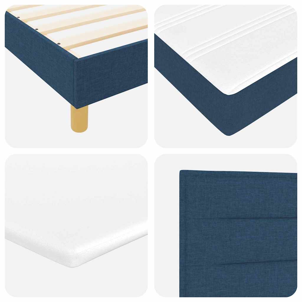 LED Box Spring Bed med LED-lysstrimler Blå 120 x 200 cm Stof