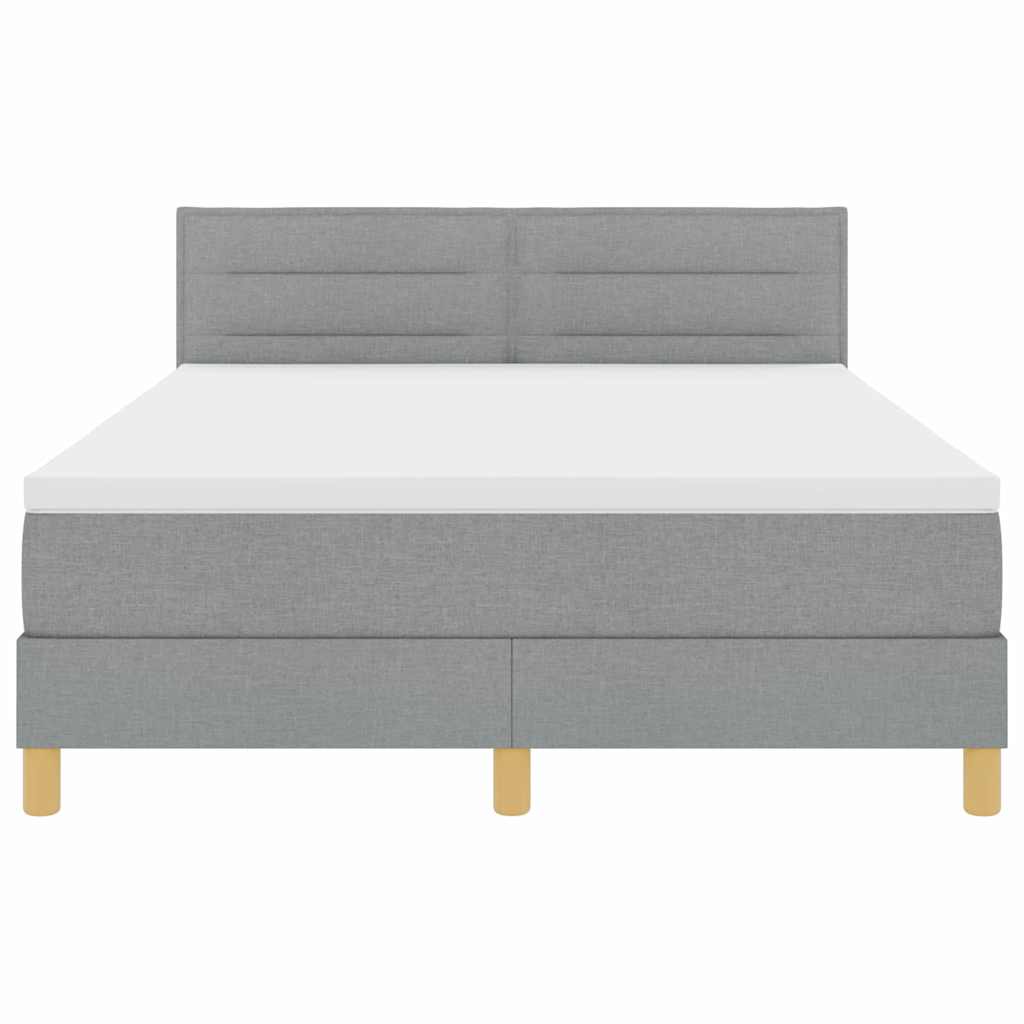 LED Box Spring Bed med hovedgærde Lysegrå 140 x 190 cm Stof