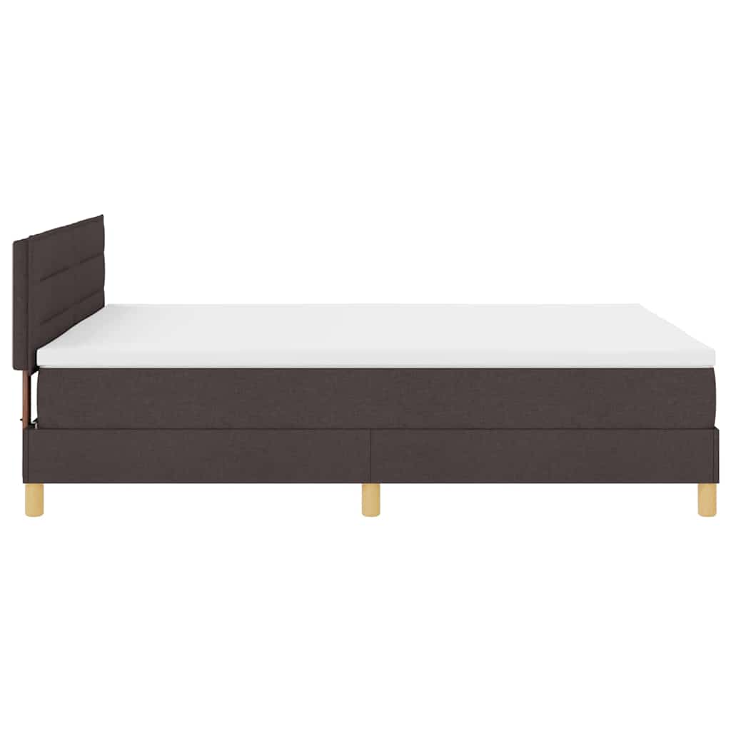 LED Box Spring Bed med hovedgærde Mørk Brun 140 x 200 cm Stof