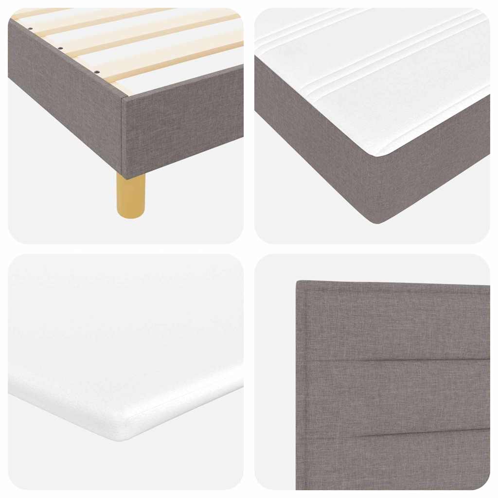 LED Box Spring Bed med hovedgærde Gråbrun 140 x 200 cm Stof