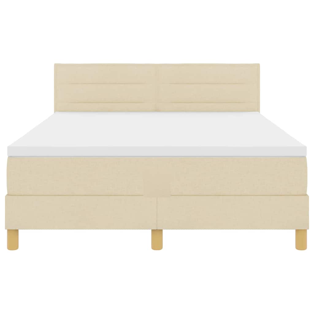LED Box Spring Bed med LED-lysstrimler Creme 140 x 200 cm Stof