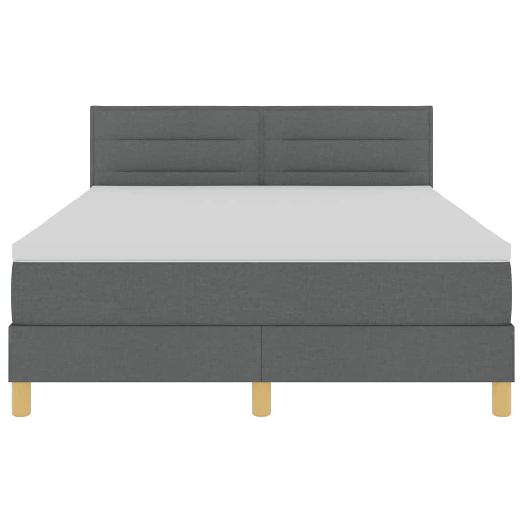 LED Box Spring Bed med hovedgærde Mørkegrå 160 x 200 cm Stof