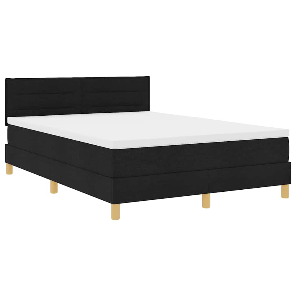 LED Box Spring Bed med LED-lysstrimler Sort 160 x 200 cm Stof