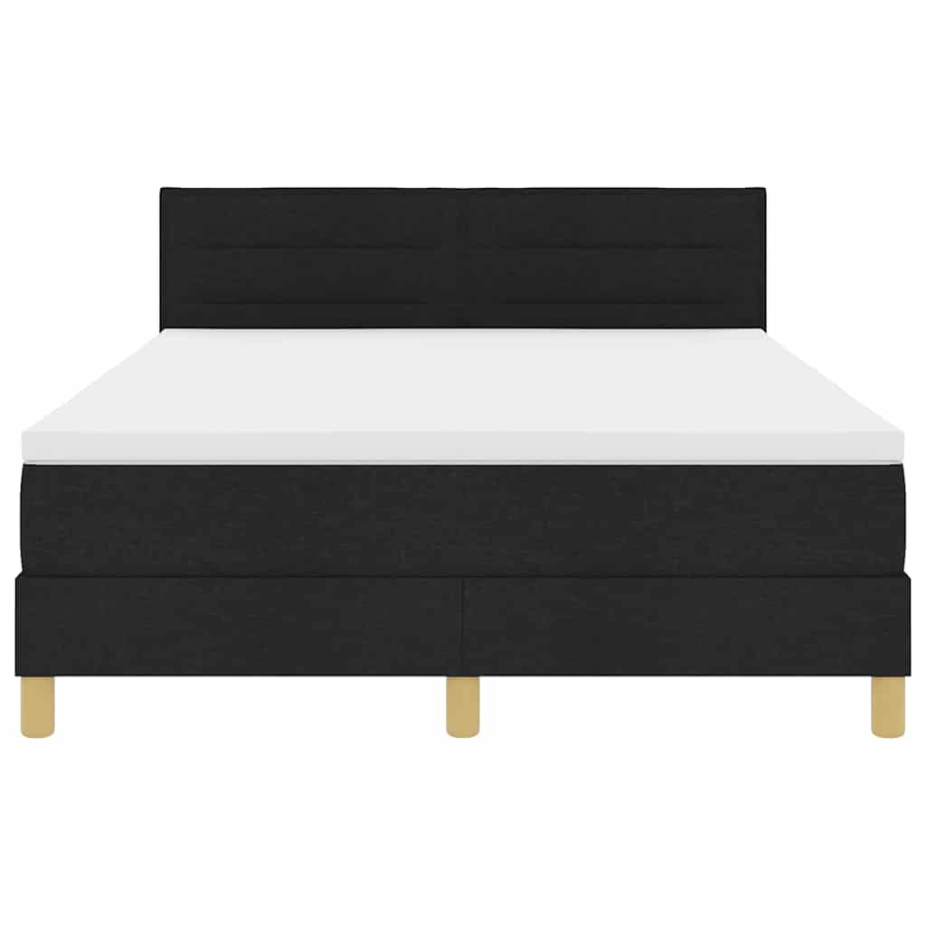 LED Box Spring Bed med LED-lysstrimler Sort 160 x 200 cm Stof