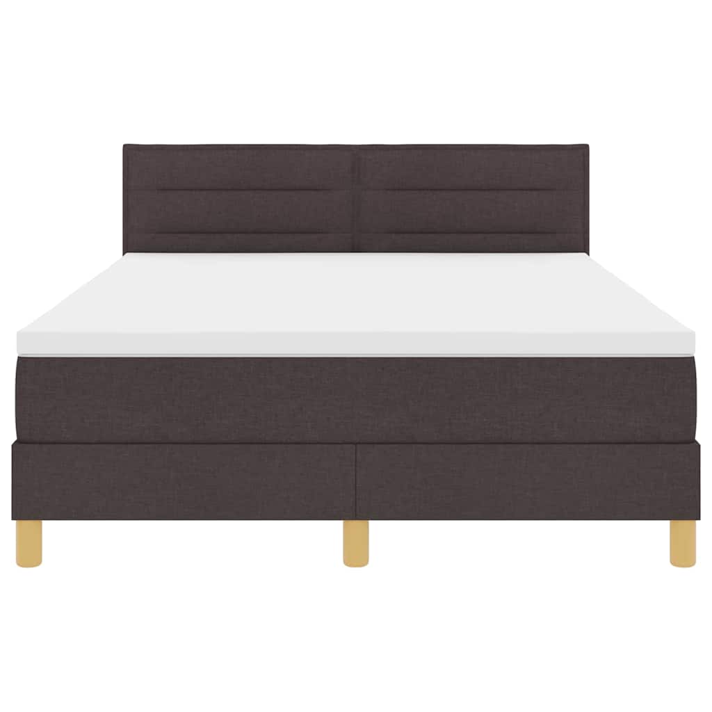 LED Box Spring Bed med hovedgærde Mørk Brun 160 x 200 cm Stof