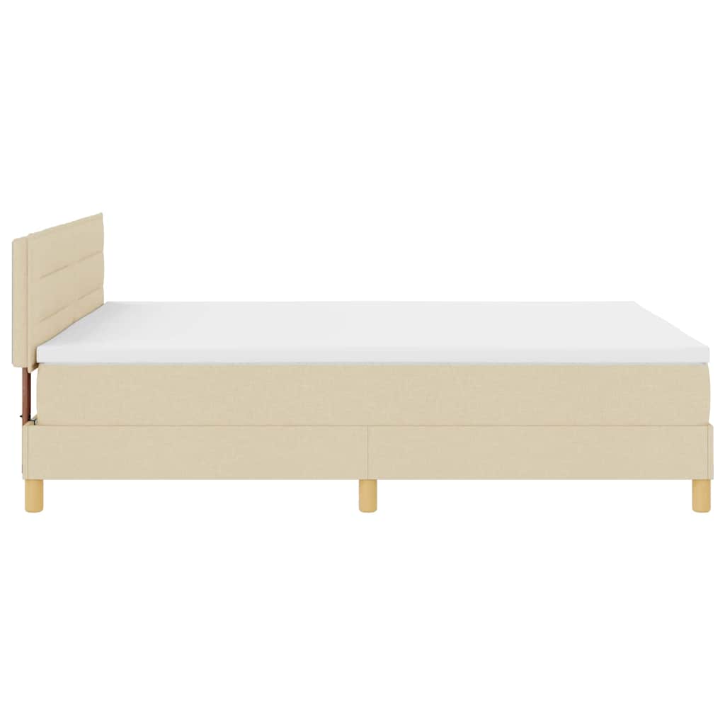 LED Box Spring Bed med LED-lysstrimler Creme 160 x 200 cm Stof
