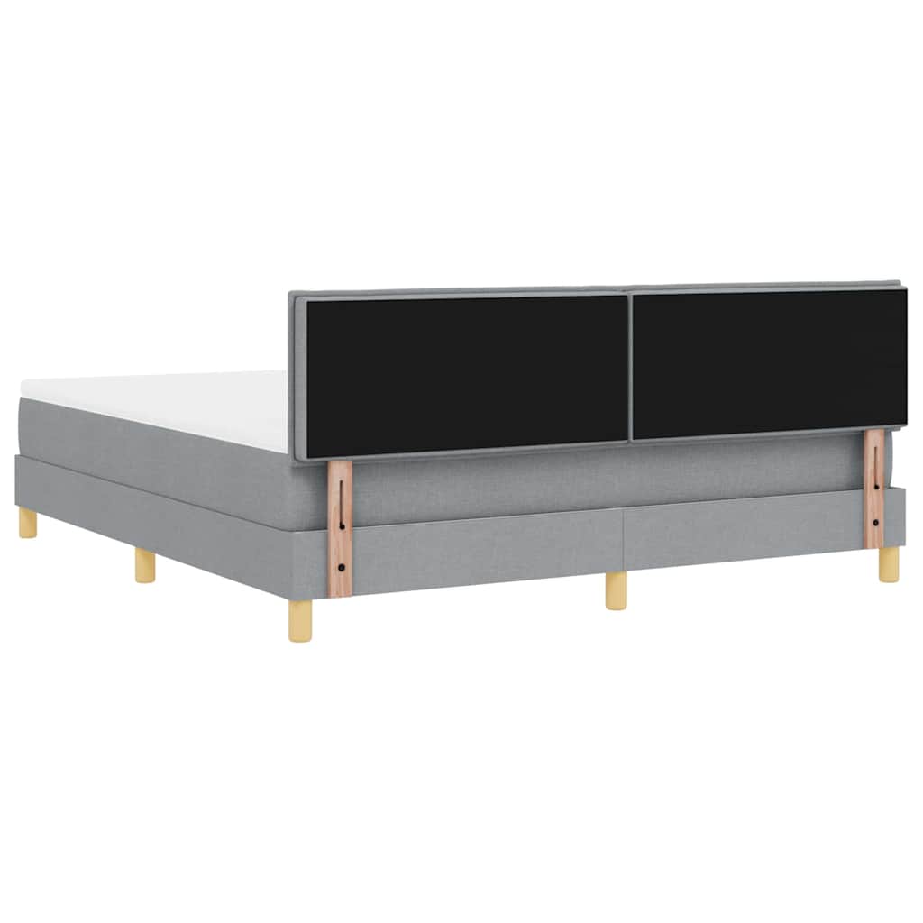 LED Box Spring Bed med pude Lysegrå 180 x 200 cm Stof