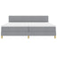 LED Box Spring Bed med hovedgærde Lysegrå 200 x 200 cm Stof