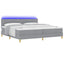 LED Box Spring Bed med hovedgærde Lysegrå 200 x 200 cm Stof