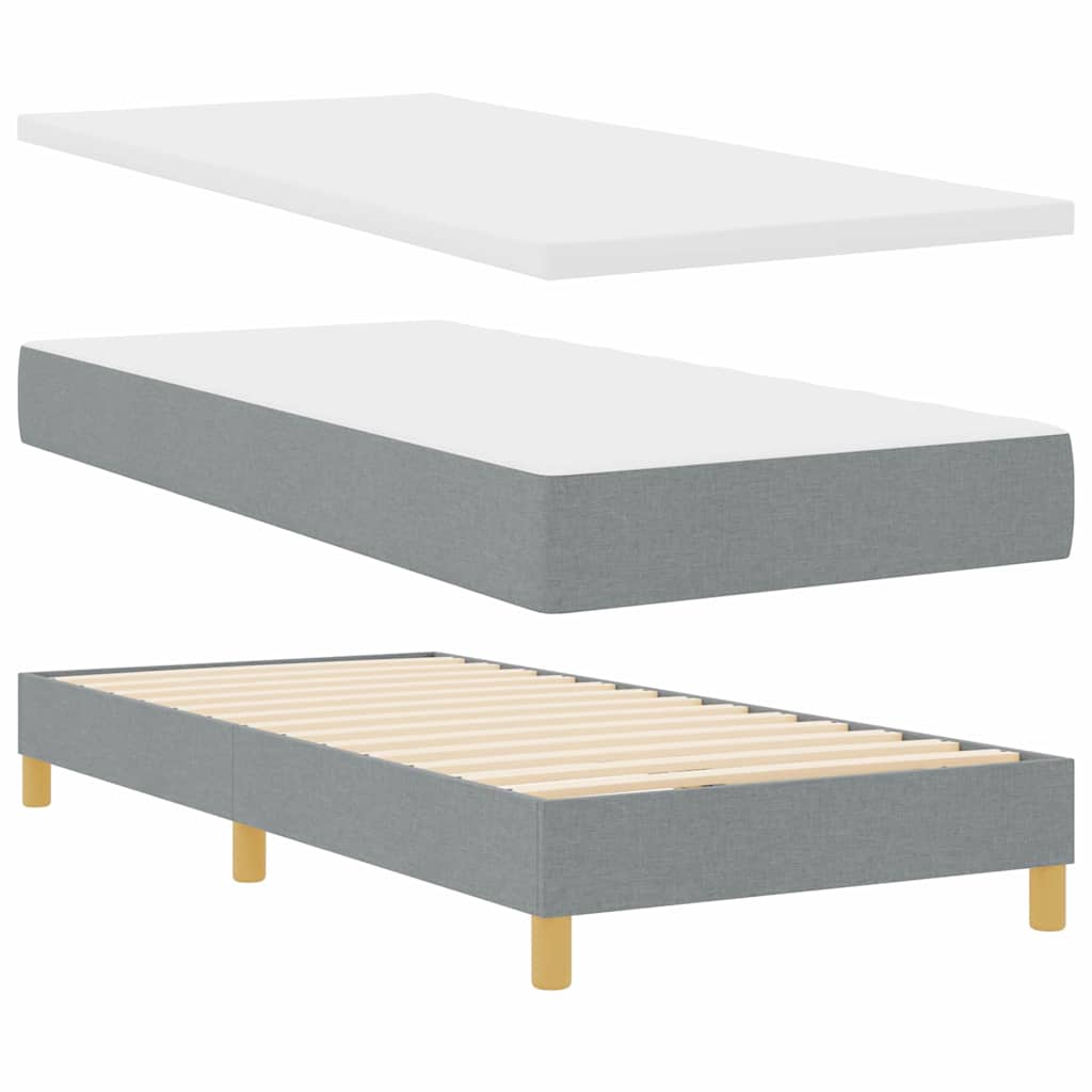 LED Box Spring Bed med LED-lysstrimler Lysegrå 80 x 200 cm Stof