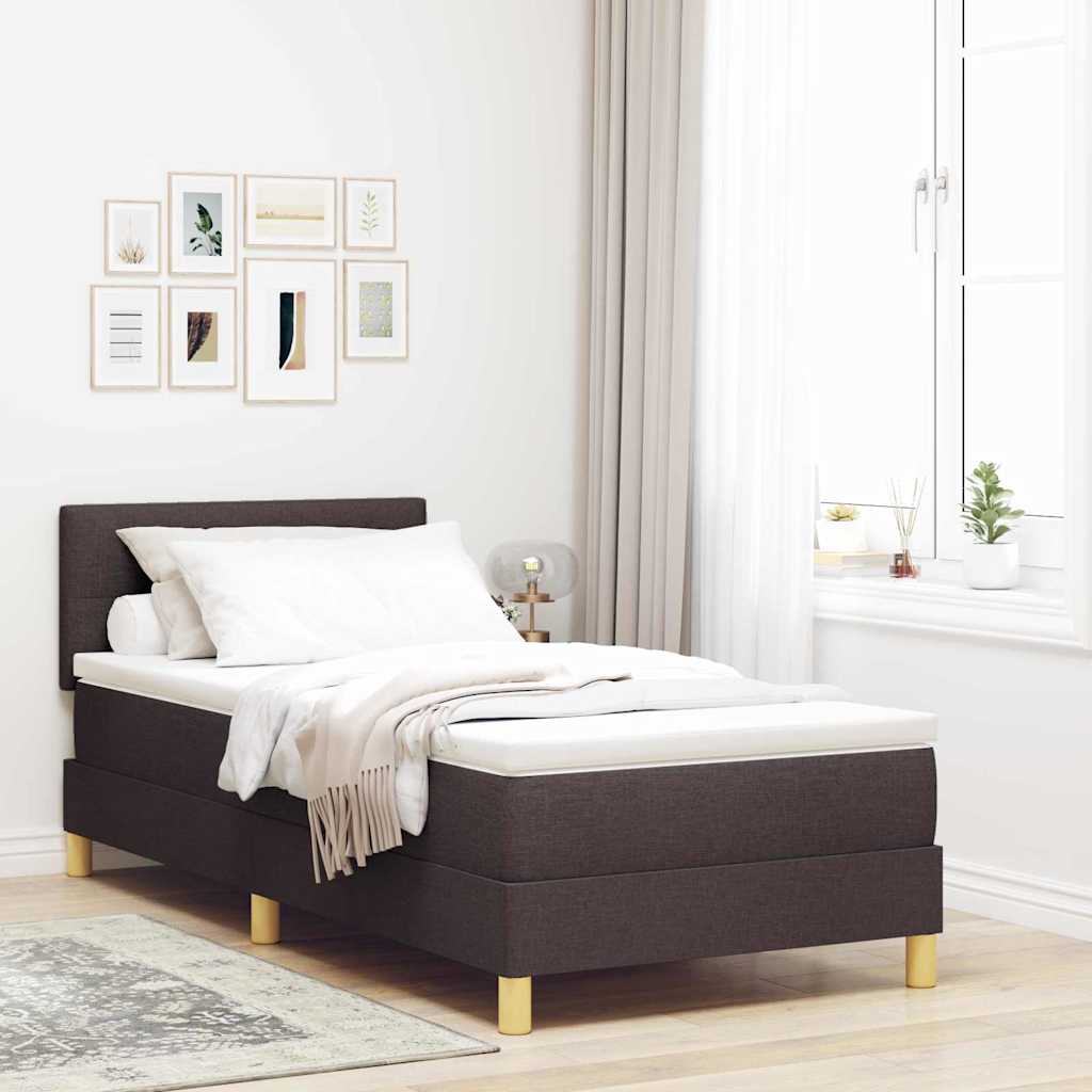 LED Box Spring Bed med hovedgærde Mørk Brun 80 x 200 cm Stof