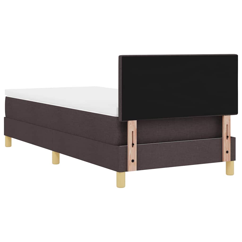 LED Box Spring Bed med hovedgærde Mørk Brun 80 x 200 cm Stof
