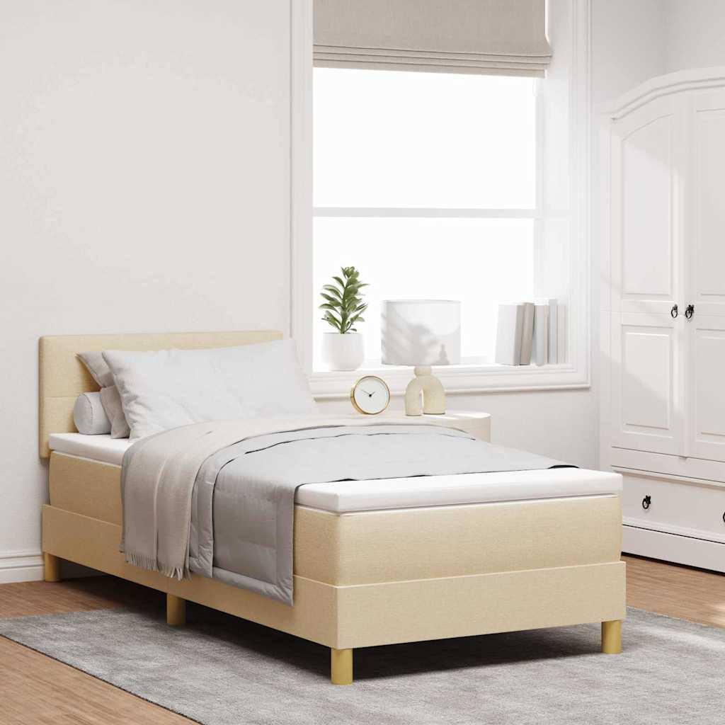 LED Box Spring Bed med LED-lysstrimler Creme 80 x 200 cm Stof