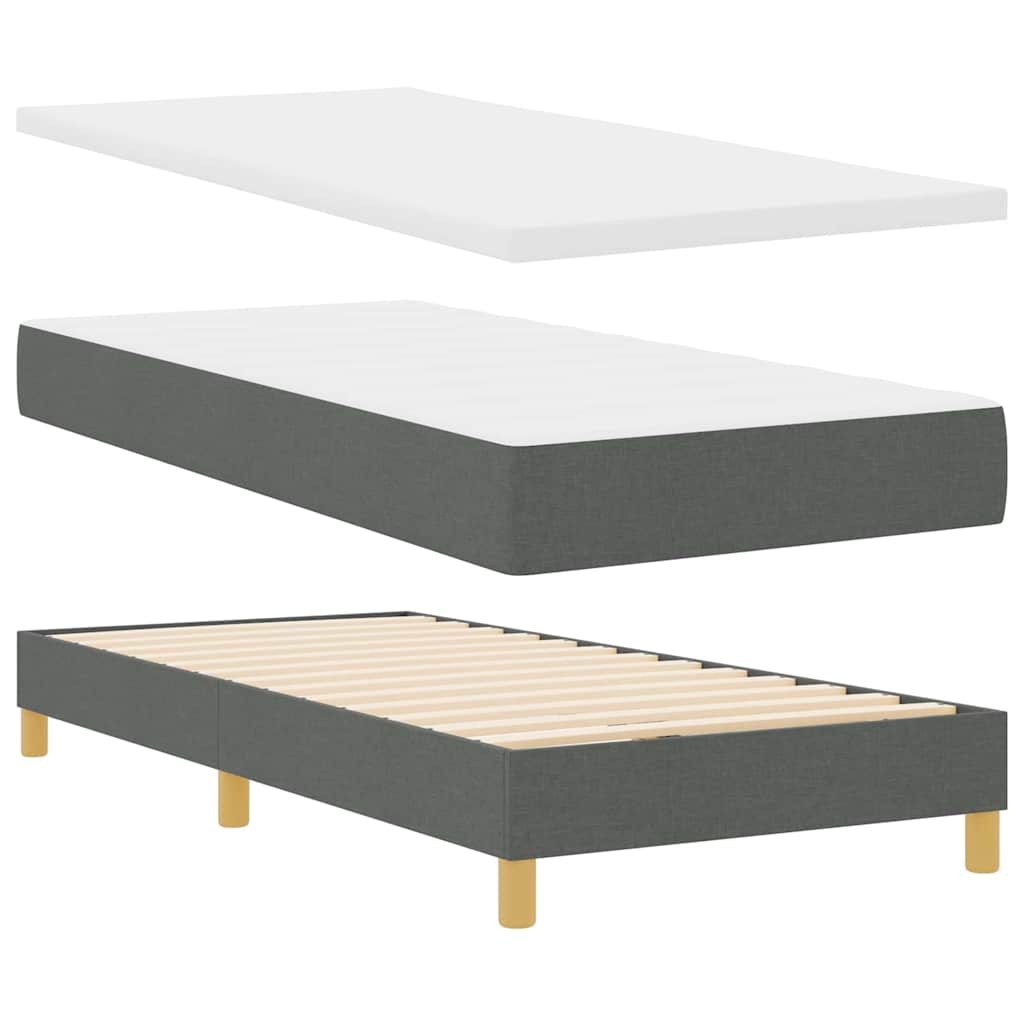 LED Box Spring Bed med hovedgærde Mørkegrå 90 x 190 cm Stof