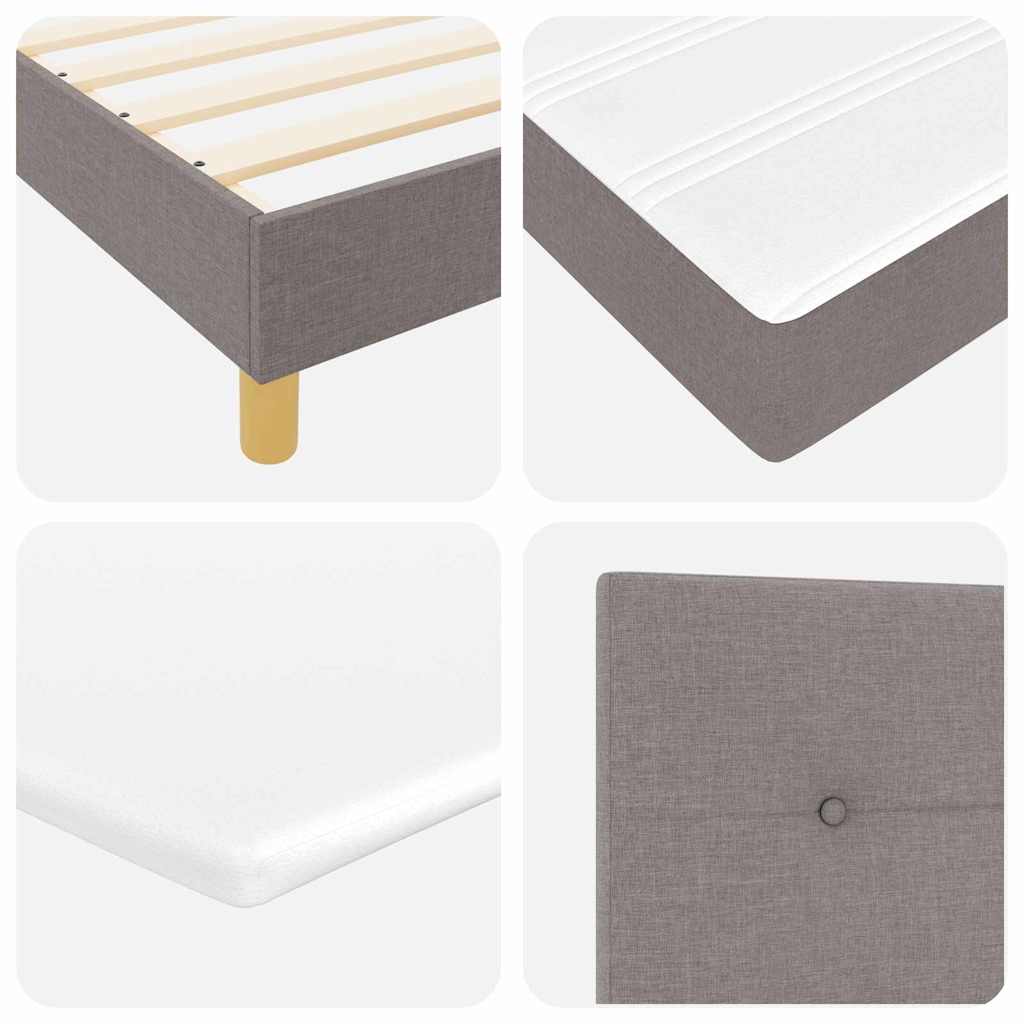 LED Box Spring Bed med hovedgærde Gråbrun 90 x 190 cm Stof