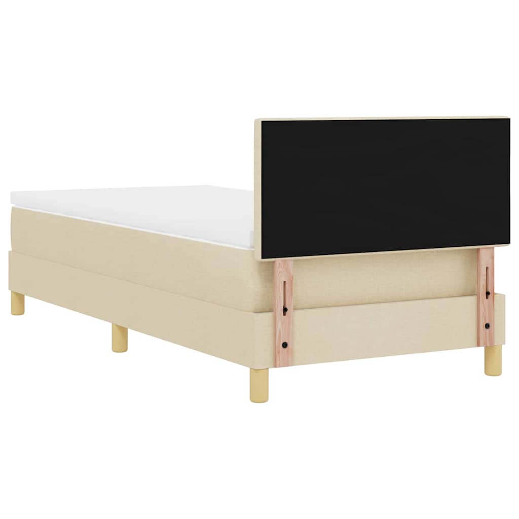 LED Box Spring Bed med LED-lysstrimler Creme 90 x 190 cm Stof