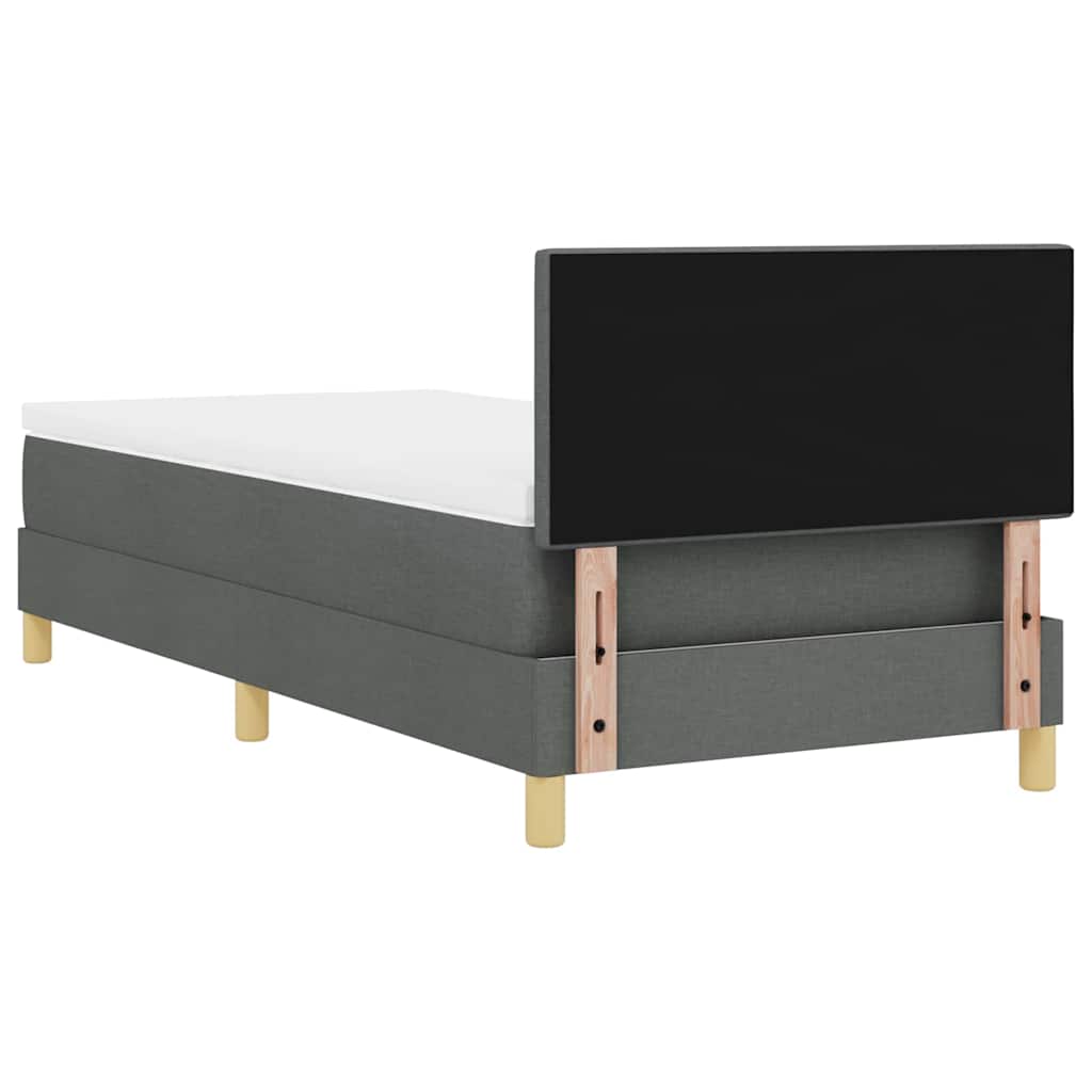 LED Box Spring Bed med hovedgærde Mørkegrå 90 x 200 cm Stof