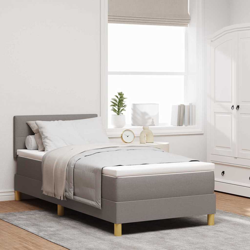 LED Box Spring Bed med hovedgærde Gråbrun 90 x 200 cm Stof