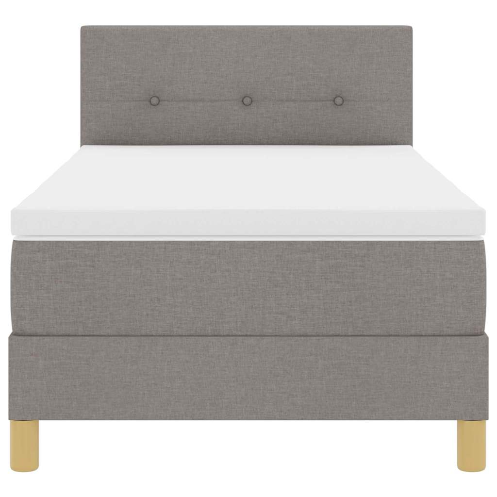 LED Box Spring Bed med hovedgærde Gråbrun 90 x 200 cm Stof