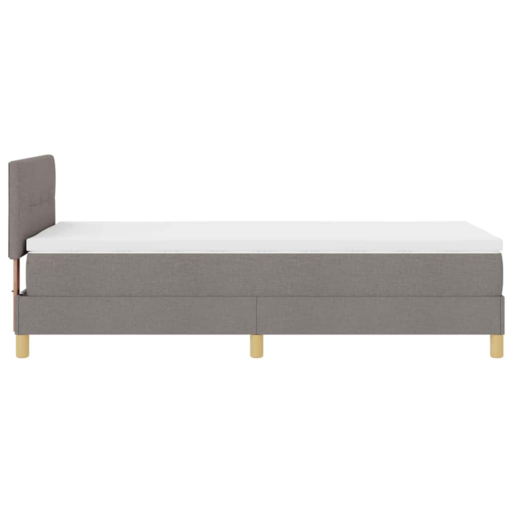 LED Box Spring Bed med hovedgærde Gråbrun 90 x 200 cm Stof