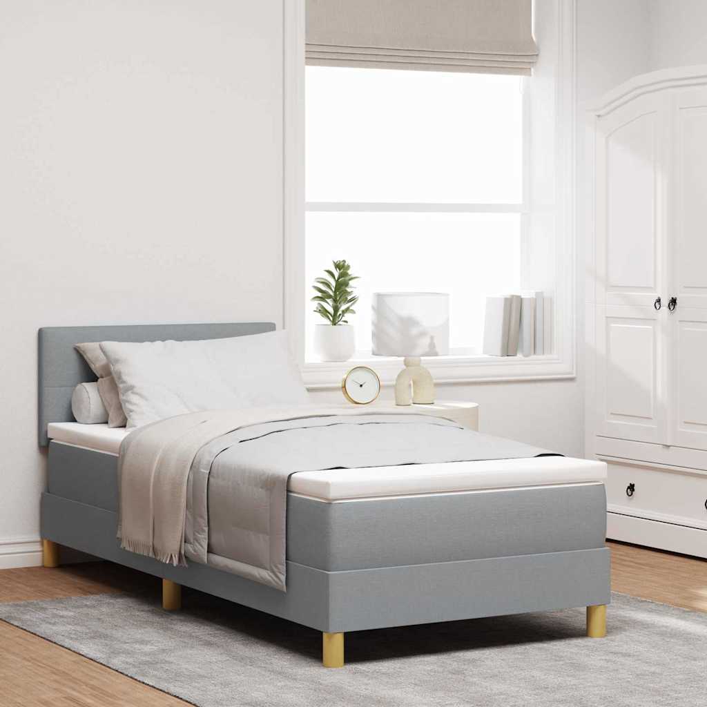 LED Box Spring Bed med pude Lysegrå 100 x 200 cm Stof