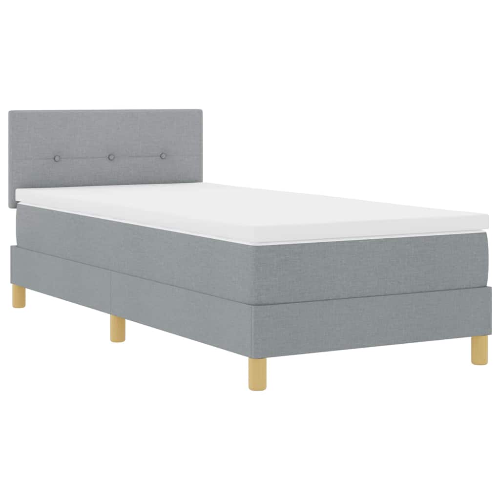 LED Box Spring Bed med pude Lysegrå 100 x 200 cm Stof