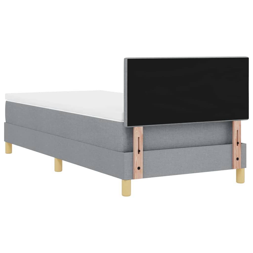 LED Box Spring Bed med pude Lysegrå 100 x 200 cm Stof